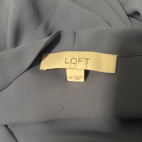 Loft Dusty Blue tie neck long sleeves blouse, size XL - Picture 4 of 5